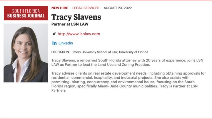 South Florida Business Journal People on the Move – Tracy Slavens